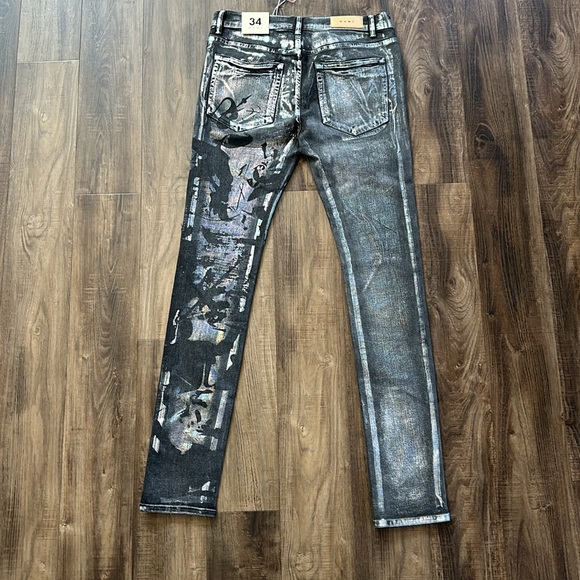 Distress black/silver men’s denim jeans, smoke-free, pet free never worn - Picture 2 of 3